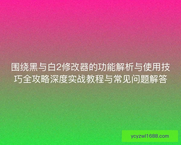 围绕黑与白2修改器的功能解析与使用技巧全攻略深度实战教程与常见问题解答