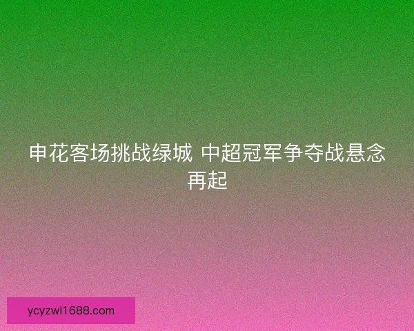 申花客场挑战绿城 中超冠军争夺战悬念再起
