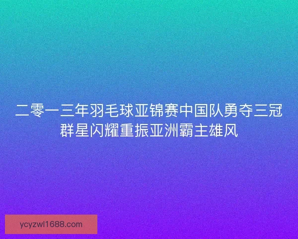 二零一三年羽毛球亚锦赛中国队勇夺三冠群星闪耀重振亚洲霸主雄风 二零一三年羽毛球亚锦赛中国队勇夺三冠群星闪耀重振亚洲霸主雄风